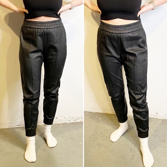 SPRWN | Slim Fit Cuffed Jogger Black Leather - Picture 3 of 12